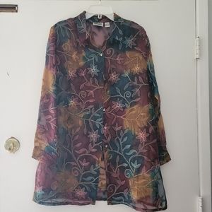 Chico's multi colored tunic button down. Size 1 (med/8).